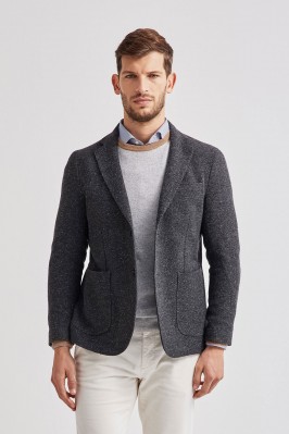 2-button jacket in gray wool blend