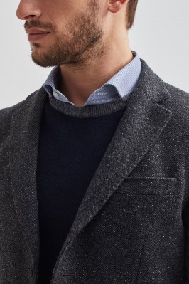 2-button jacket in gray wool blend