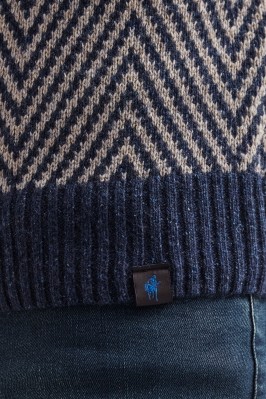 Crewneck sweater in blue wool blend