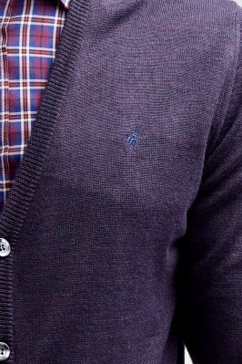 Maglia cardigan con bottoni in misto lana viola
