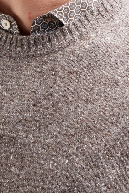 Crewneck sweater in beige wool blend 