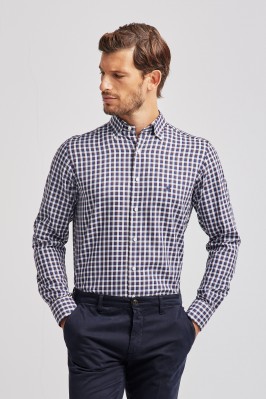 CHECKED COTTON SHIRT WITH BUTTON DOWN COLLAR